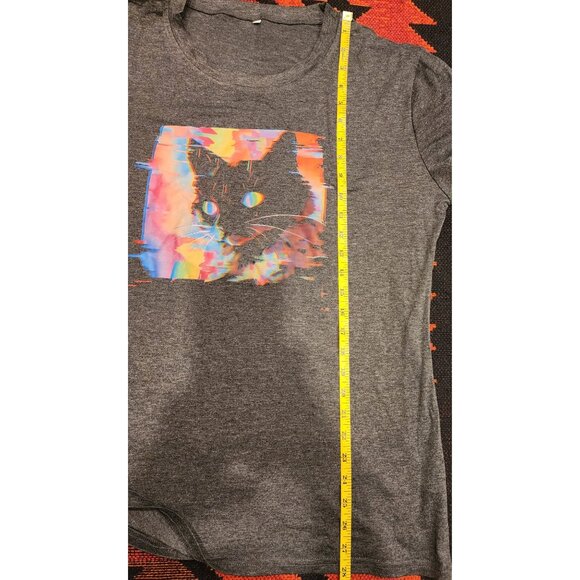 Rainbow Cat Graphic Heather Gray T-Shirt XL - Picture 8 of 9